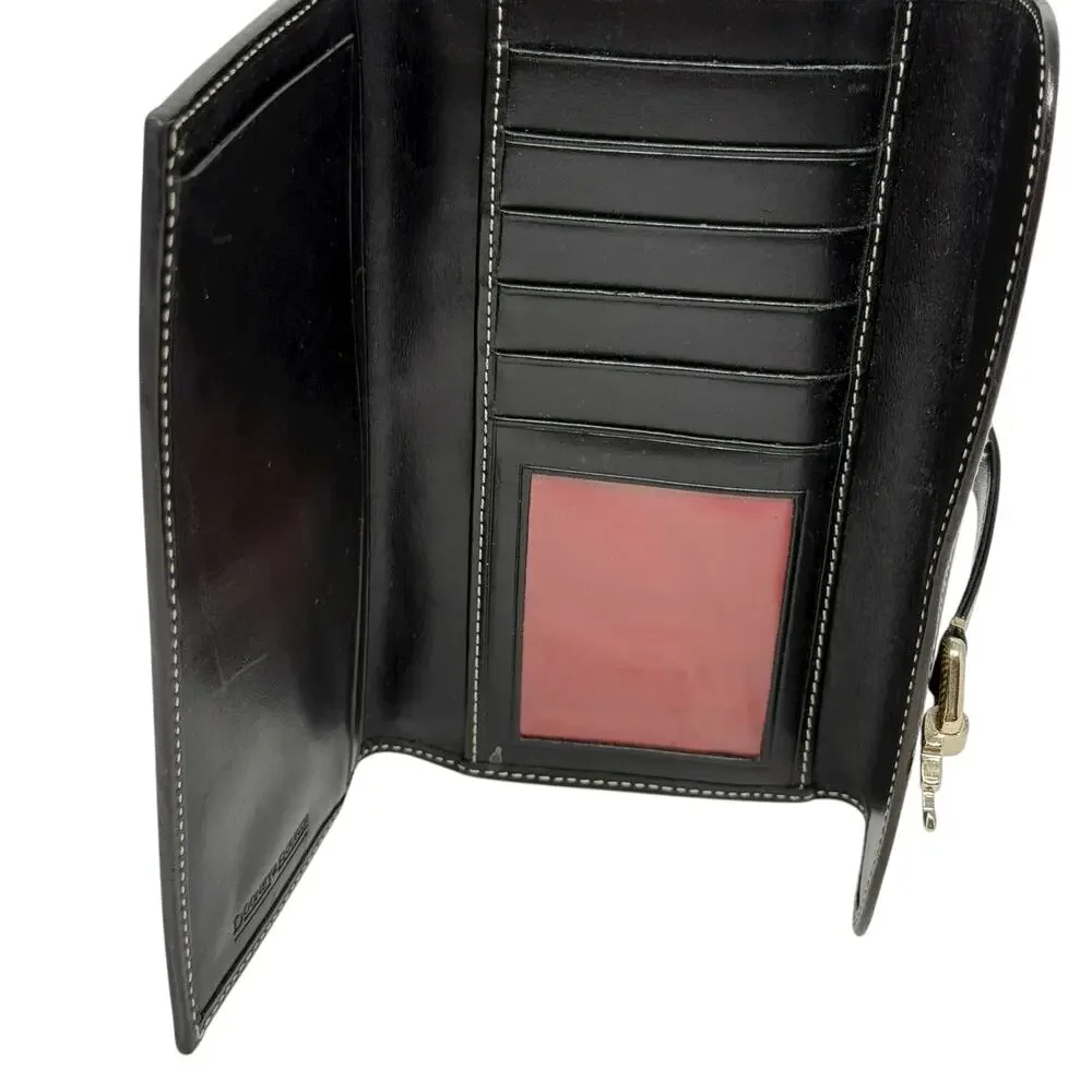Vintage Dooney & Bourke Black DB Monogram Logo Lock Wallet‎ Organizer Clutch